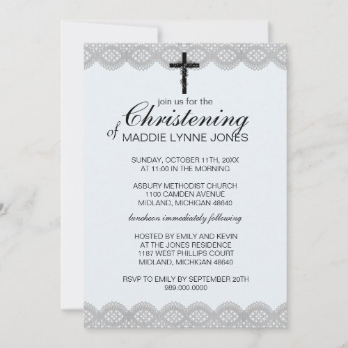 Lacy Christening, Baptism or Dedication Invitation