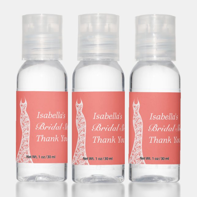 Lacy Coral Bridal Shower Hand Sanitizer (Set)