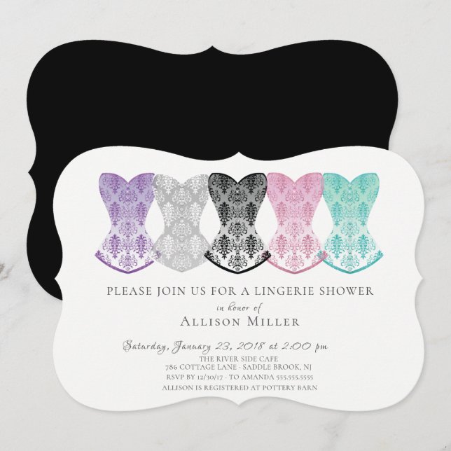 Lacy Corsets Lingerie Shower Invitation (Front/Back)