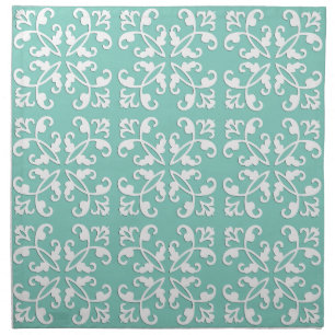 Lacy cutwork - white over seafoam green cloth napkin