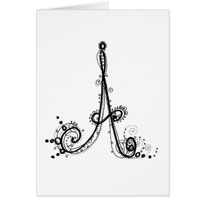 Lacy, elegant hand illustrated initial  Letter A Greeting Cards