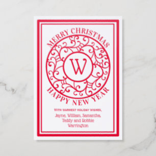Lacy Filigree Christmas Holiday Letterpress Photo Cards