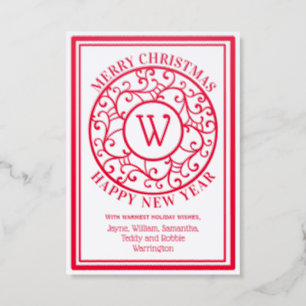Lacy Filigree Christmas Holiday Letterpress Photo Cards