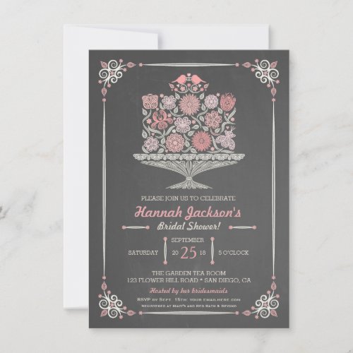 Lacy Flower Cake Bridal Shower Invitation II Custom Announcements