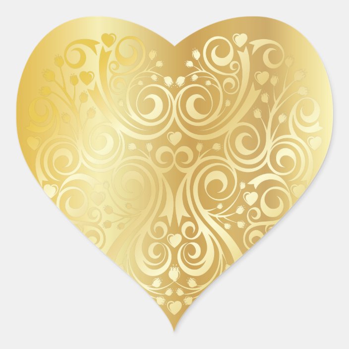 Lacy Gold Heart Sticker | Zazzle.com