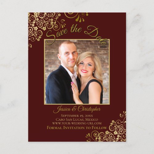 Lacy Gold on Auburn Wedding Save the Date Photo Announcement Postcard