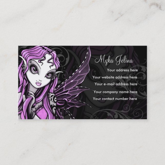 "Lacy" Gothic Pink Valentine Fairy Buisness Card (Front)