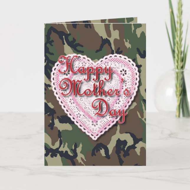 Lacy Heart for Military Mom on Mother's Day Card (Front)