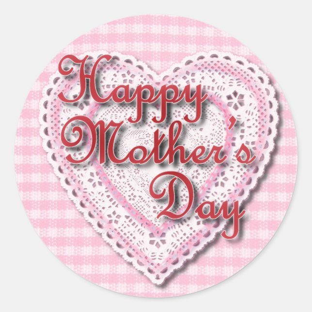Lacy heart for Mom on Mother's Day Classic Round Sticker (Front)