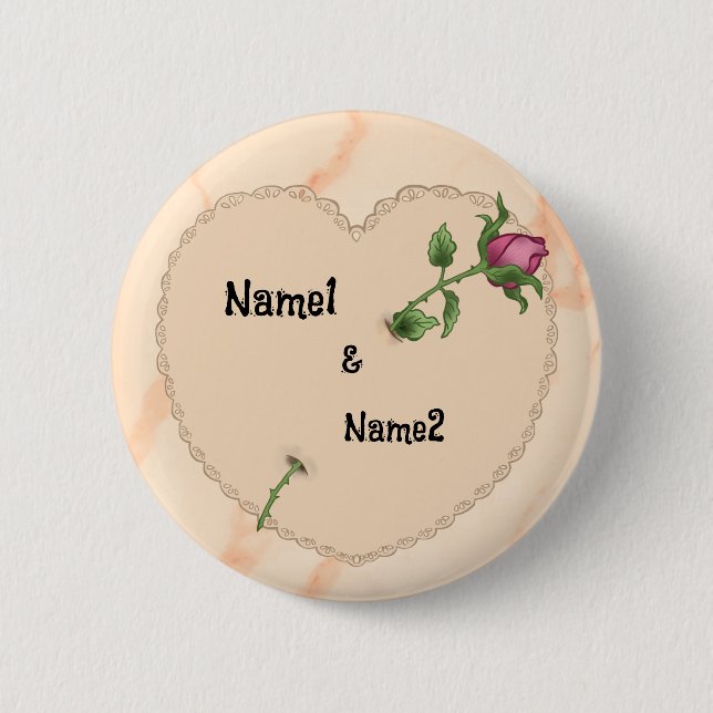 Lacy Heart Rose    Button (Front)