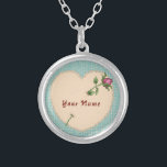 Lacy Heart Rose Necklace<br><div class="desc">Lacey Heart Rose Necklace by ArtMuvz Illustration. Matching Heart apparel, Heart t-shirts, Valentine gifts. Heart t-shirt, Valentines day gifts and apparel. To personalize click on "personalize this template" then edit the fields provided for your custom gift. You can add your name or add text instead. Customize this faux lace edged...</div>
