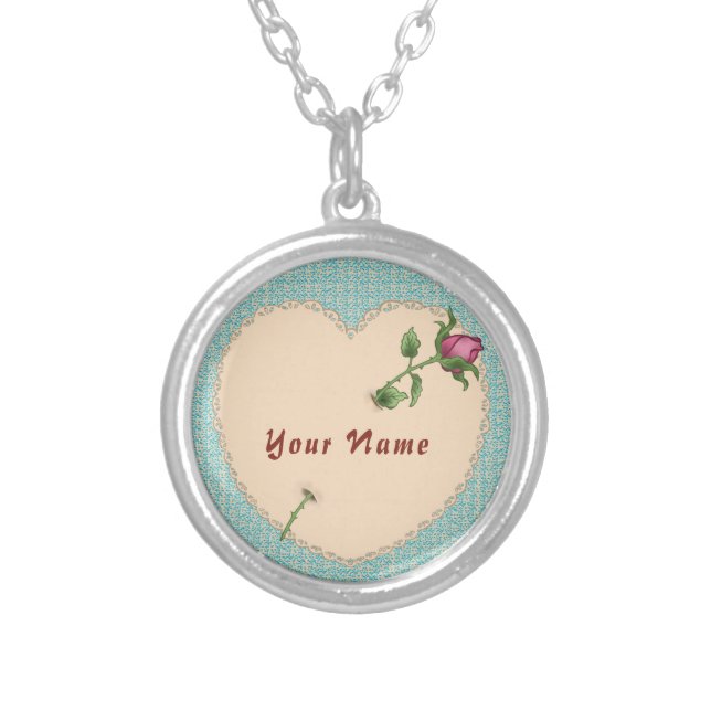 Lacy Heart Rose Necklace (Front)