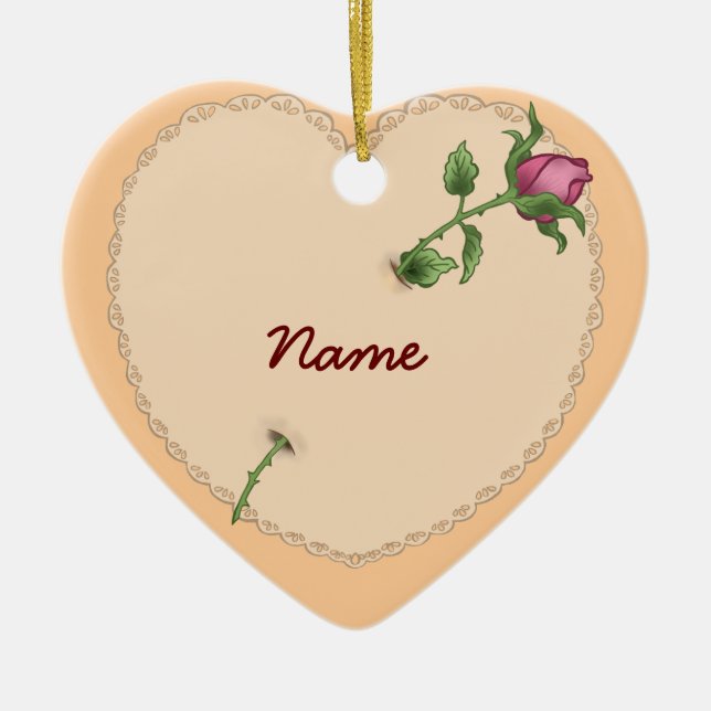 Lacy Heart Rose  ornament (Front)