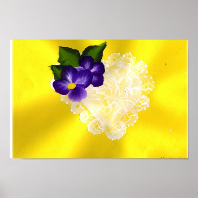 LACY HEART WITH PURPLE FLOWERS POSTER (Front)