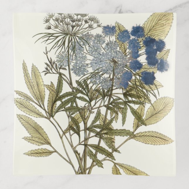 Lacy Leaves - Flowers and Greenery Trinket Tray (Front)