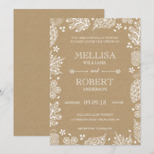 Lacy Leaves on Kraft Paper Wedding Invitation