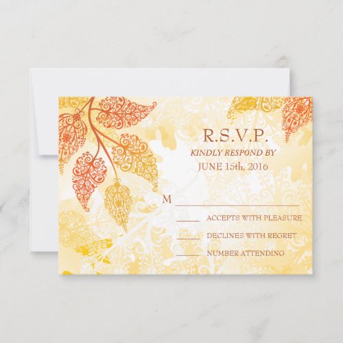Lacy Leaves Wedding RSVP Card