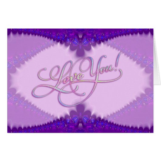 Lacy Lilac Purple Love You Sparkle Card (Front Horizontal)
