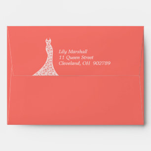 Lacy Living Coral Bridal Shower Envelope