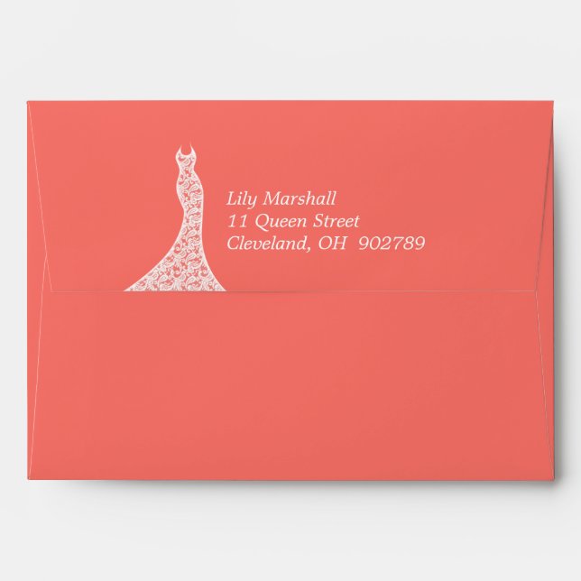 Lacy Living Coral Bridal Shower Envelope (Back (Top Flap))
