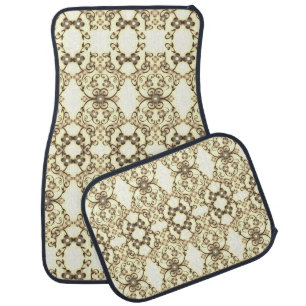 Lacy Look of Flowers Golden Sepia Car Floor Mat