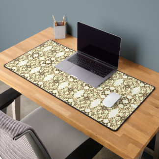 Lacy Look of Flowers Golden Sepia Desk Mat