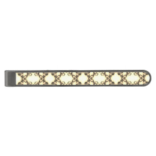 Lacy Look of Flowers Golden Sepia Gunmetal Finish Tie Bar