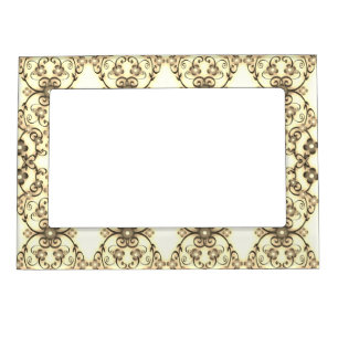 Lacy Look of Flowers Golden Sepia Magnetic Frame