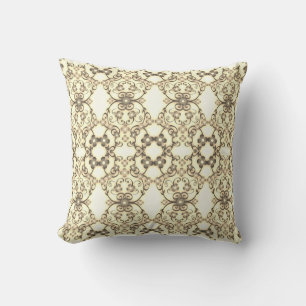 Lacy Look of Flowers Golden Sepia Outdoor Pillow