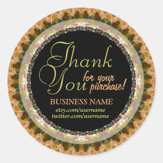 Lacy Mocha Business Thank You Sticker (Front)