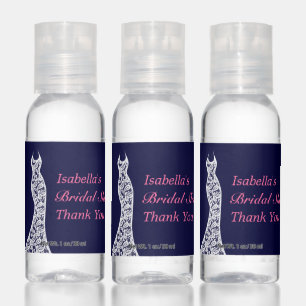 Lacy Navy Bridal Shower Hand Sanitizer