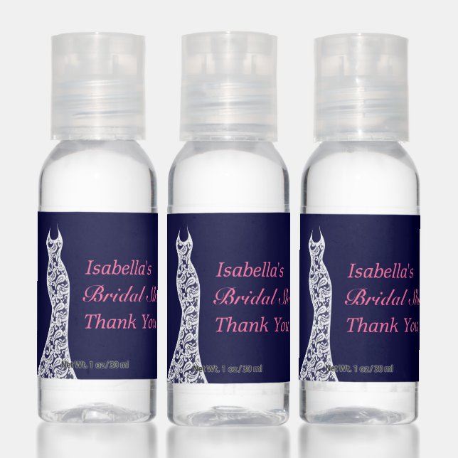 Lacy Navy Bridal Shower Hand Sanitizer (Set)