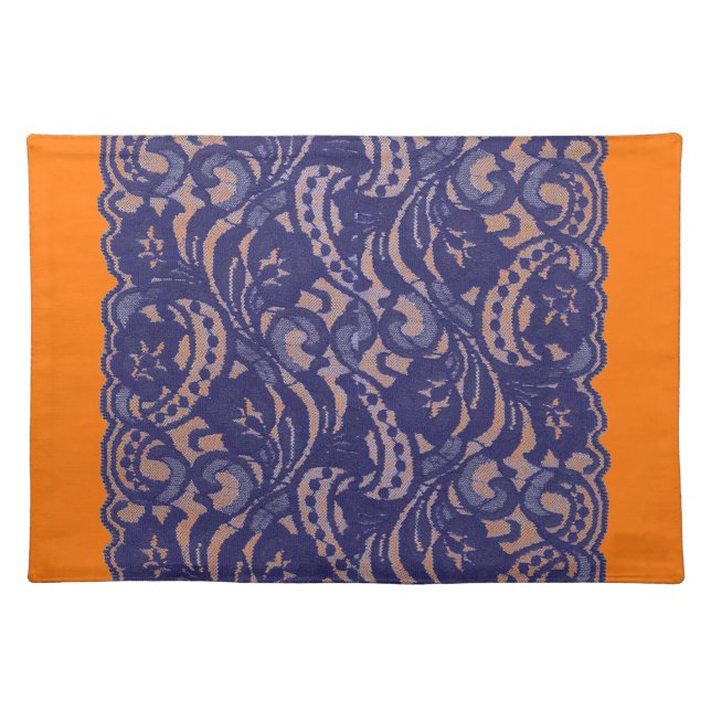 Lacy Orange & Blue Placemat (Front)