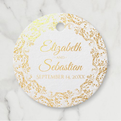 Lacy Ornate Gold Foil Floral Filigree Wedding Foil Favor Tags