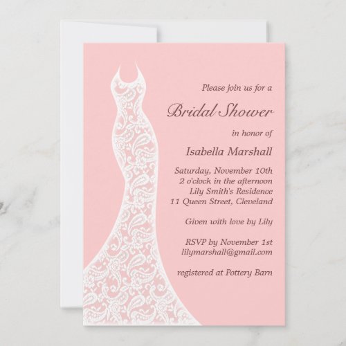 Lacy Pink Bridal Shower Invitation