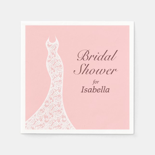 Lacy Pink Bridal Shower Napkin (Front)