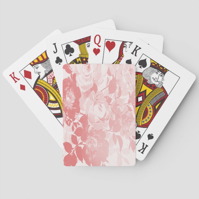 Lacy pink flowers poker cards (Back)