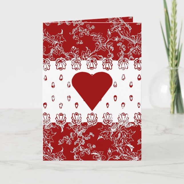 Lacy Red Valentine Holiday Card (Front)