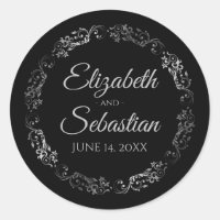 Lacy Silver Filigree Elegant Black Wedding