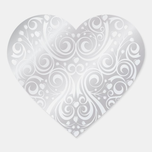 Lacy Silver Heart Sticker (Front)