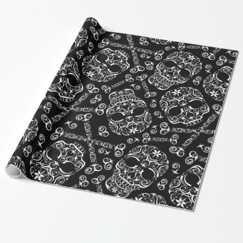 Lacy Skull  Bones Pattern Wrapping Paper I