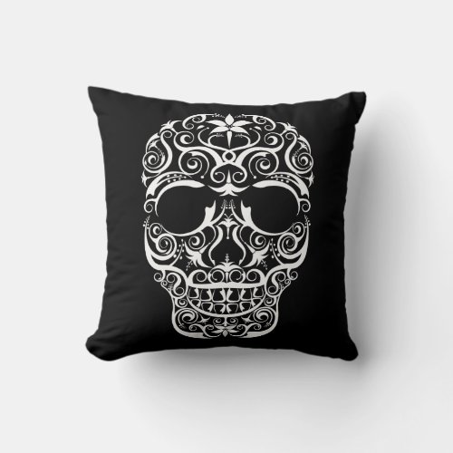 Lacy Stylized Skull Pillow