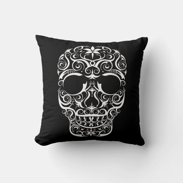 Lacy Stylized Skull Pillow (Front)