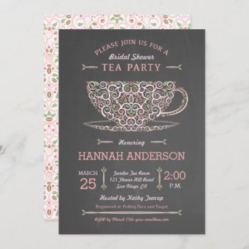 Lacy Teacup Bridal Shower Tea Party Invitation I by pj_design at Zazzle