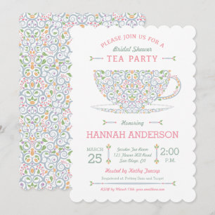Lacy Teacup Bridal Shower Tea Party Invitation II