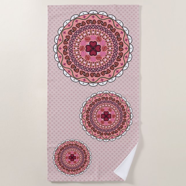 Lacy Valentine's Day Beach Towel (Front)