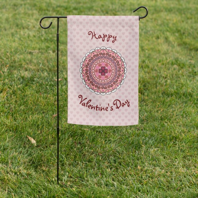 Lacy Valentine's Day Garden Flag (In SItu)