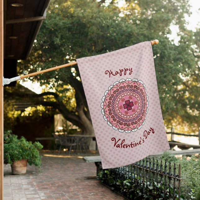 Lacy Valentine's Day House Flag (In SItu)