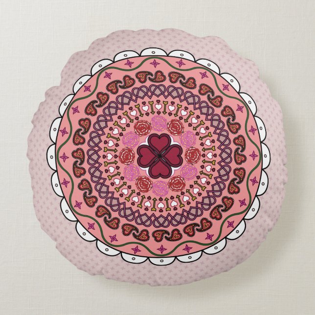 Lacy Valentine's Day Round Pillow (Front)