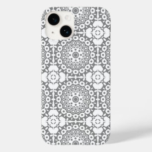 Lacy white squares on a light gray background Case-Mate iPhone 14 case